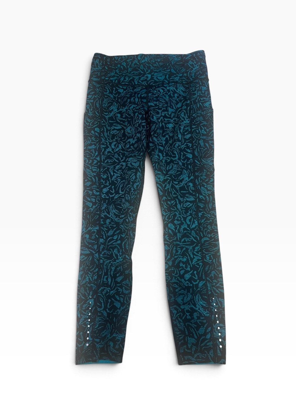 Lululemon Fast & Free Leggings Size 8 Thrive Viridian Green Abstract Floral